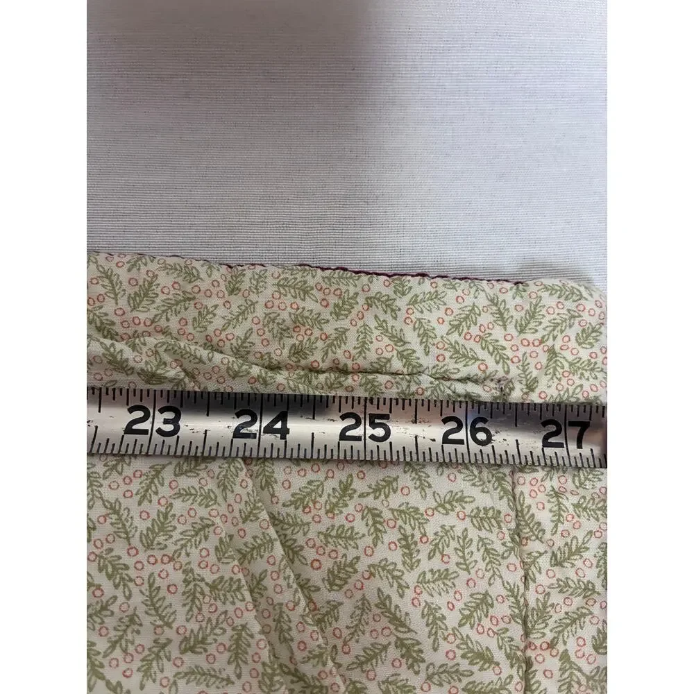 Vintage LL Bean Quilted Pillow Shams Set of 2 Sage Green Burgundy Floral Leaf